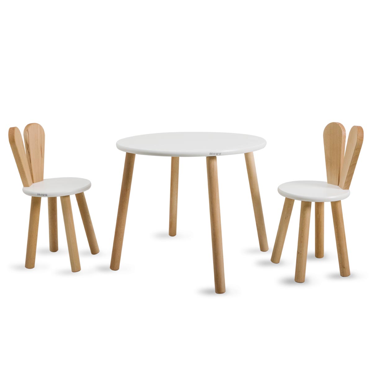 Zestaw stolik + 2 krzesełka uszy naturalne zdjęcie 1