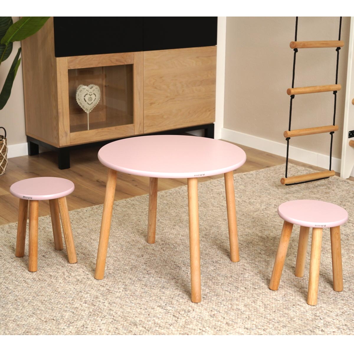Stolik dziecięcy + 2 krzesełka - okrągły - Pink zdjęcie 1