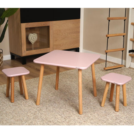 Stolik dziecięcy + 2 krzesełka - kwadrat - Pink zdjęcie 1