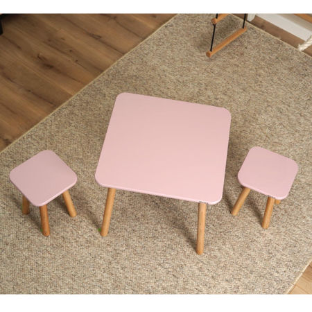 Stolik dziecięcy + 2 krzesełka - kwadrat - Pink zdjęcie 2