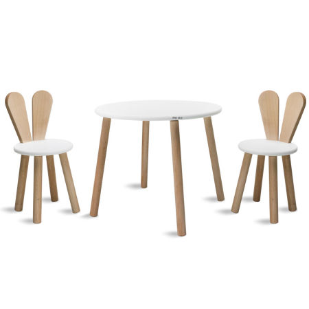 Zestaw stolik + 2 krzesełka uszy naturalne zdjęcie 2
