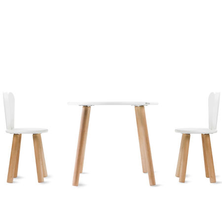 Zestaw stolik + 2 krzesełka uszy białe zdjęcie 1