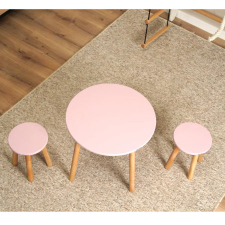 Stolik dziecięcy + 2 krzesełka - okrągły - Pink zdjęcie 2